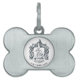 Placa Para Mascotas Harry Potter Escudo Slytherin - Blanco y negro