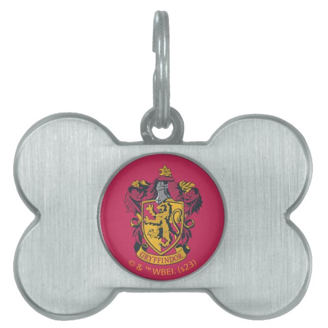 Placa Para Mascotas Harry Potter | Gryffindor Escudo Gold y Red (Frente)