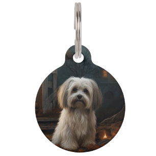 Placa Para Mascotas Havanese Halloween Aterrador