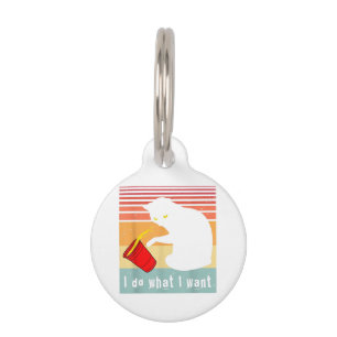 Placa Para Mascotas Haz Lo Que Quiero Gato Negro Vintage Taza Roja Div