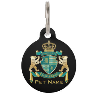 Placa Para Mascotas Haz tu propio escudo de armas Verde azulado emblem