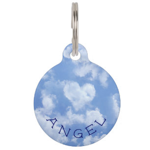 Placa Para Mascotas Heart Cloud Sky Cute Divertido nombre personalizad