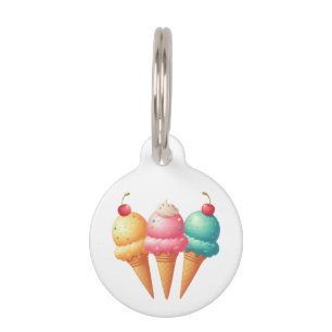 Placa Para Mascotas Helado colorido
