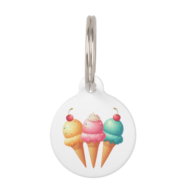 Placa Para Mascotas Helado colorido (Anverso)