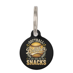 Placa Para Mascotas Hermano de Sóftbol Divertido Snacks Deportes