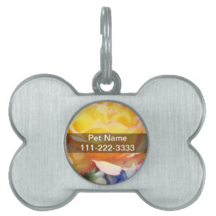 Placa Para Mascotas Hermosa flor de rosa amarilla. Fotografía floral.