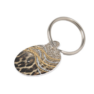 Placa Para Mascotas Hermosa huella animal de moda leopardo