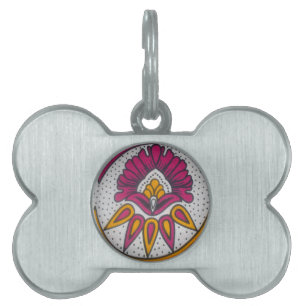 Placa Para Mascotas Hermosa impresión artística de motivos de tela afr