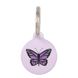 Placa Para Mascotas Hermosa Mariposa Morada