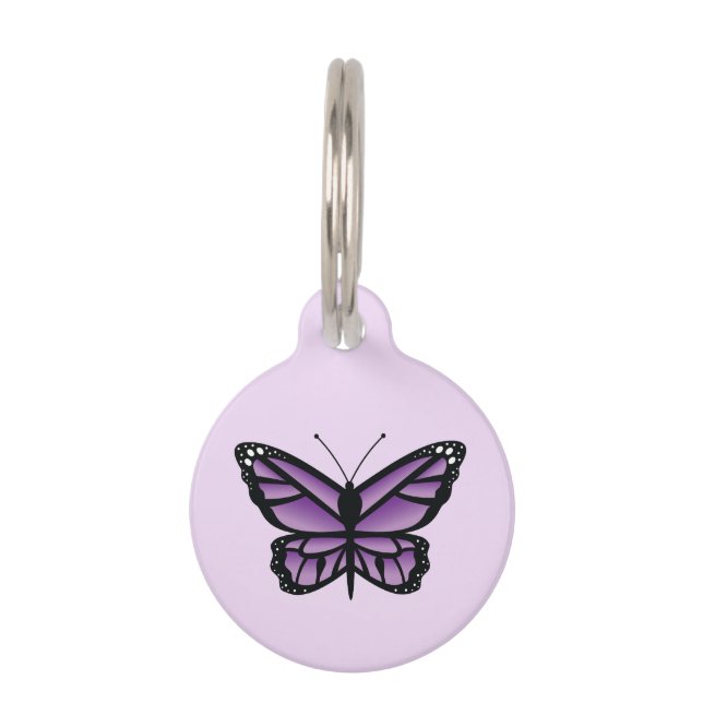 Placa Para Mascotas Hermosa Mariposa Morada (Anverso)