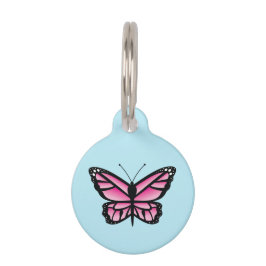 Placa Para Mascotas Hermosa Mariposa Rosa