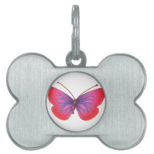 Placa Para Mascotas Hermosa mariposa rosa y morado