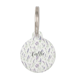 Placa Para Mascotas Hermosas Flores Blancas Lavanda  