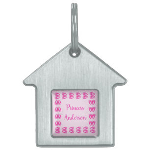 Placa Para Mascotas Hermosas patas de conejito niña bebé rosa personal