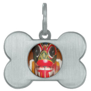 Placa Para Mascotas Hermoso arte tradicional cingalés de máscara de fu