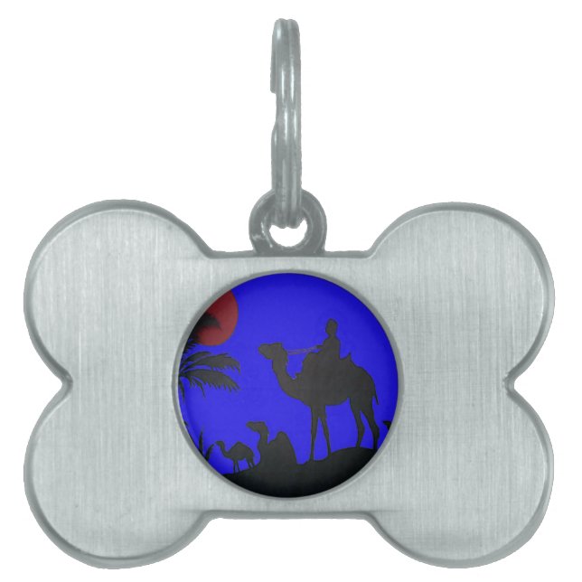 Placa Para Mascotas Hermoso asombroso Camello Sunset Safari Art Print (Frente)