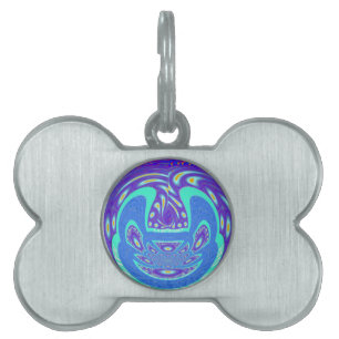 Placa Para Mascotas Hermoso diseño de arte vectorial kaleidoscopio azu