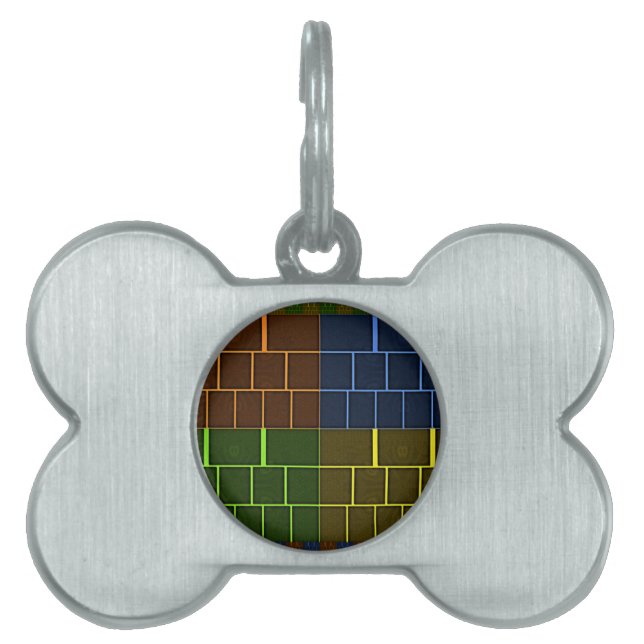 Placa Para Mascotas Hermoso diseño geométrico en color arcoiris (Frente)