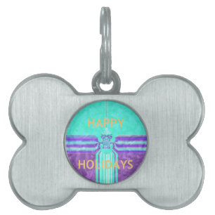Placa Para Mascotas Hermoso diseño vector Cyan azul de vacaciones