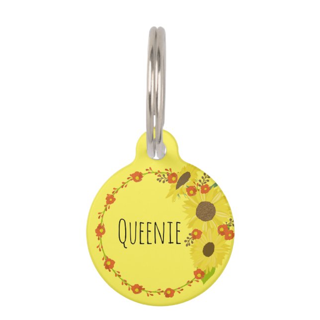 Placa Para Mascotas Hermoso girasol amarillo (Anverso)