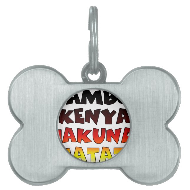Placa Para Mascotas Hermoso Jambo Kenya Hakuna Matata Agradable Arte (Frente)