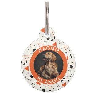 Placa Para Mascotas Hermoso regalo temático de mascota Memphis Print