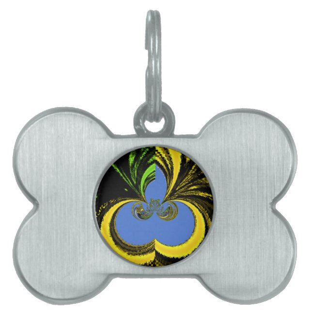 Placa Para Mascotas Hermoso y encantador arte amarillo y azul sudafric (Frente)