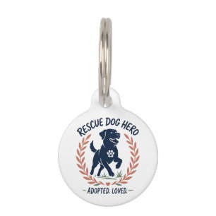 Placa Para Mascotas Héroe de Perro de Rescate Adoptado Amado Huella de