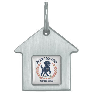 Placa Para Mascotas Héroe Perro Rescatado Adoptado Amado Huella de Pat