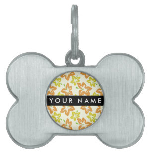 Placa Para Mascotas Hibisco Amarillo, Hibisco Naranja, Tu Nombre