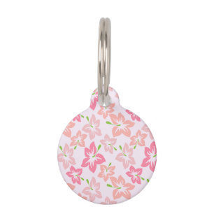 Placa Para Mascotas Hibisco Rosa, Flores Rosas, Patrón De Flores