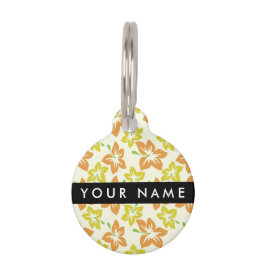 Placa Para Mascotas Hibiscus amarillo, Naranja Hibiscus, su nombre