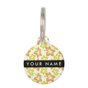 Placa Para Mascotas Hibiscus amarillo, Naranja Hibiscus, su nombre