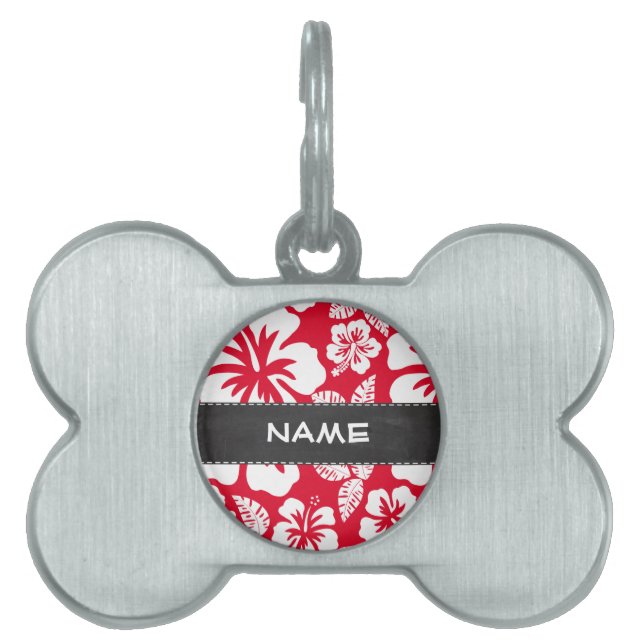 Placa Para Mascotas Hibiscus Tropical Rojo Cadmio; Chalkboard (Frente)