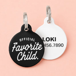 Placa Para Mascotas Hijo Favorito Divertido Nombre Personalizado Perro