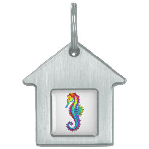 Placa Para Mascotas Hipoahoría marino poligonal arcoiris