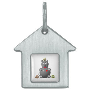Placa Para Mascotas Hipopótamo Adorable con Hámsters