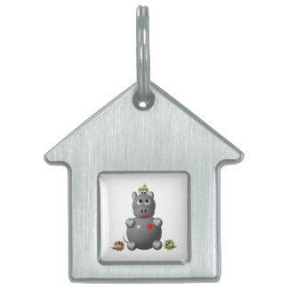 Placa Para Mascotas Hipopótamo Adorable con Hámsters