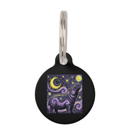 Placa Para Mascotas Hipopótamo Artístico Girando Cielo Nocturno Estrel