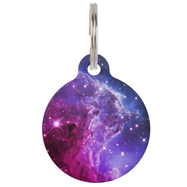 Placa Para Mascotas Hipster Purple Ombre Mono Head Nebulosa (Anverso)