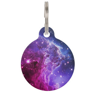 Placa Para Mascotas Hipster Púrpura Ombre Cabeza de Mono Nebulosa