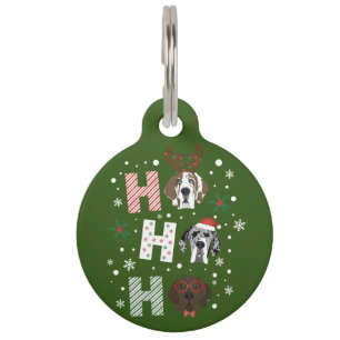 Placa Para Mascotas Ho Ho Ho Gran Danés Feliz Navidad