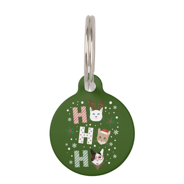 Placa Para Mascotas Ho Ho Ho Ho Gats Feliz Navidad (Anverso)