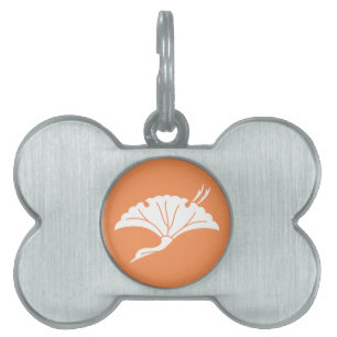 Placa Para Mascotas Hoja de ginkgo en forma de grulla