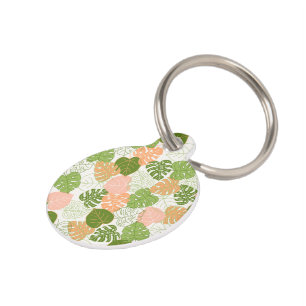 Placa Para Mascotas Hoja de Monstera Tropical