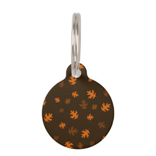 Placa Para Mascotas Hojas anaranjadas del roble del otoño contra Brow