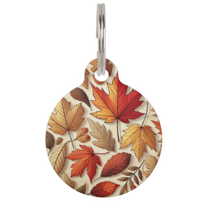 Placa Para Mascotas hojas clásicas de otoño (Anverso)