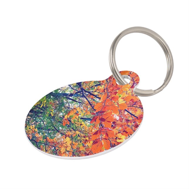 Placa Para Mascotas hojas naranjas (Lateral)