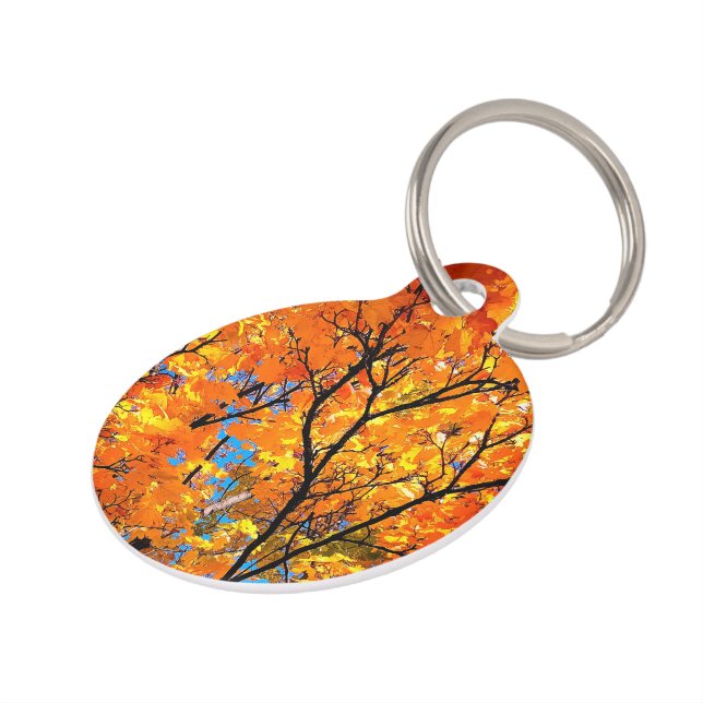 Placa Para Mascotas hojas naranjas (Lateral)