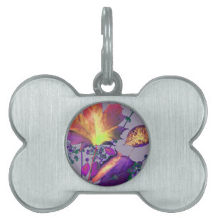 Placa Para Mascotas Hojas otoñales en Lilac